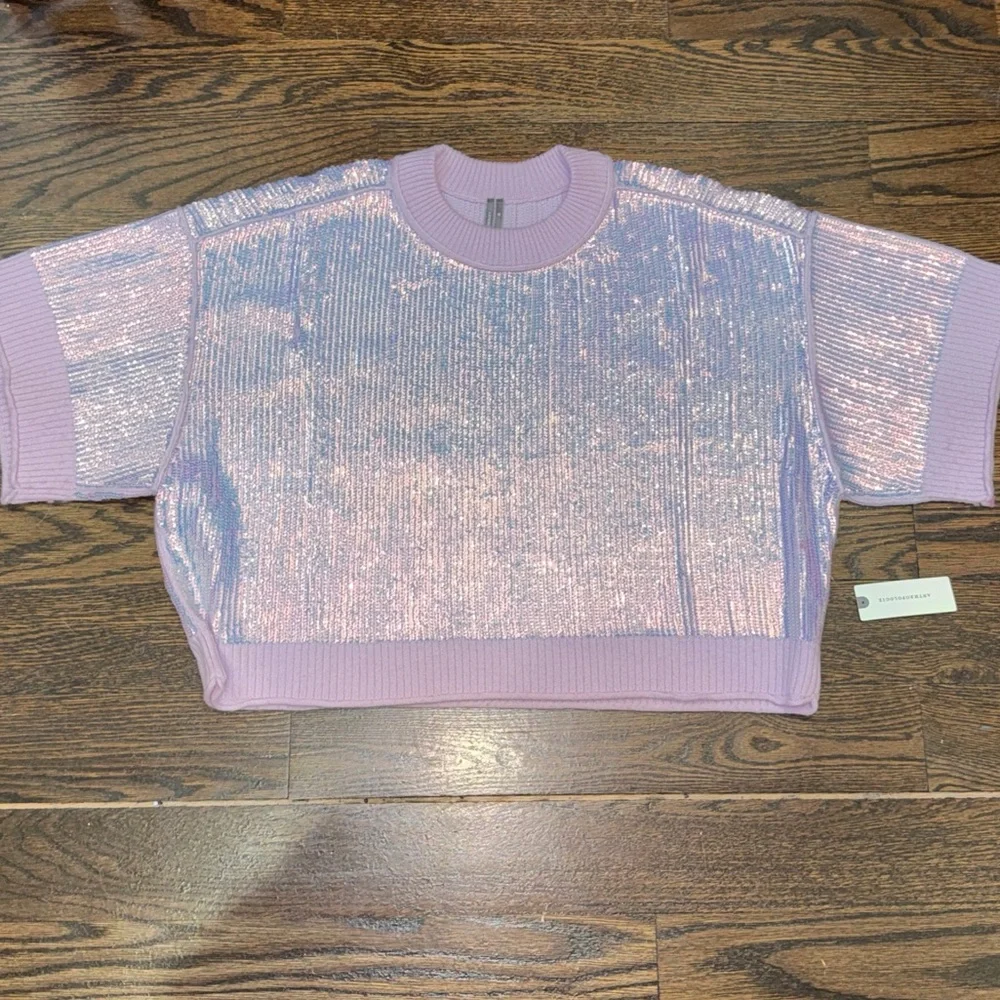 Anthropologie The Goldie Crew-Neck Cashmere Blend Sequin Sweater - Picture 2 of 12